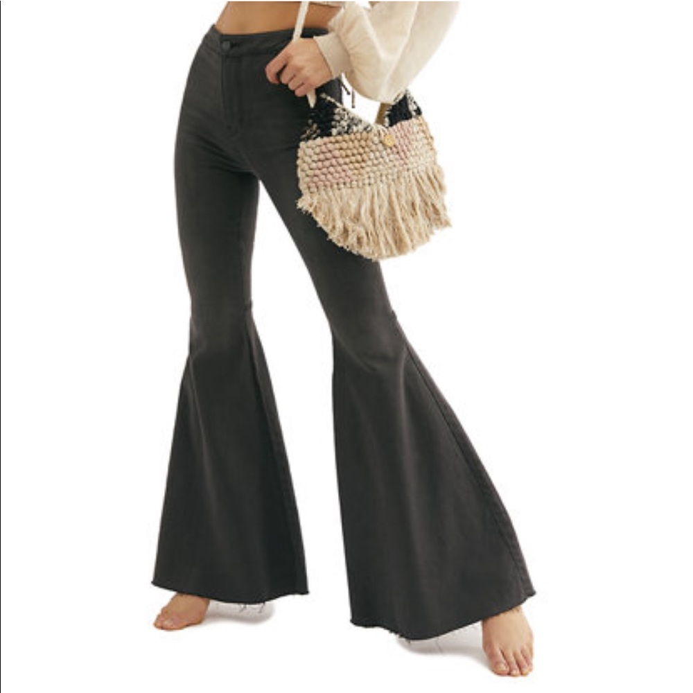 NWT Free People black washed flare jeans